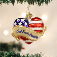 Load image into Gallery viewer, God Bless America Heart Glass Ornament
