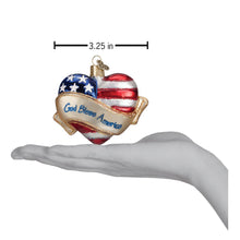 Load image into Gallery viewer, God Bless America Heart Glass Ornament