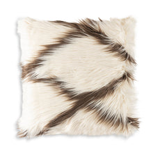 Load image into Gallery viewer, Alaska Ivory Brown Faux Fur Throw Pillow