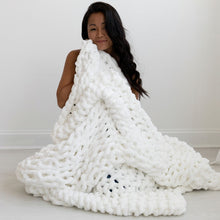 Load image into Gallery viewer, Infinite Chunky Knit Blanket | Minky | Big in Blanc