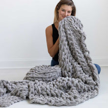 Load image into Gallery viewer, Infinite Chunky Knit Blanket | Minky | Big in Mist