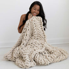 Load image into Gallery viewer, Infinite Chunky Knit Blanket | Minky | Big in Sand