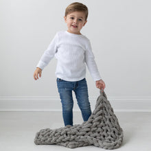 Load image into Gallery viewer, Infinite Chunky Knit Blanket | Minky | Cuddle in Mist