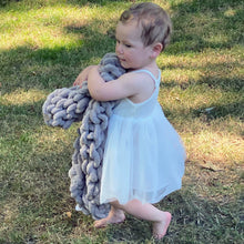 Load image into Gallery viewer, Infinite Chunky Knit Blanket | Minky | Cuddle in Mist