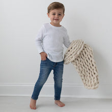 Load image into Gallery viewer, Infinite Chunky Knit Blanket | Minky | Cuddle in Sand