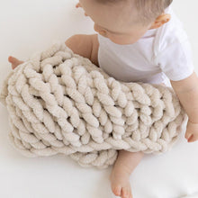 Load image into Gallery viewer, Infinite Chunky Knit Blanket | Minky | Cuddle in Sand