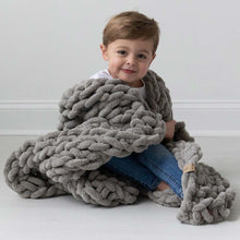 Load image into Gallery viewer, Infinite Chunky Knit Blanket | Minky | Little in Mist