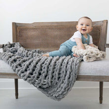 Load image into Gallery viewer, Infinite Chunky Knit Blanket | Minky | Little in Mist