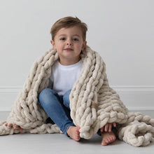 Load image into Gallery viewer, Infinite Chunky Knit Blanket | Minky | Little in Sand