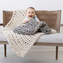 Load image into Gallery viewer, Infinite Chunky Knit Blanket | Minky | Cuddle in Mist