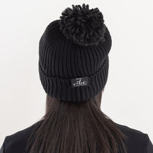 Load image into Gallery viewer, Vibe Cotton Cashmere Pom Hat ~ Black