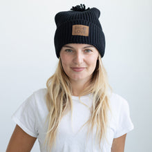 Load image into Gallery viewer, Vibe Cotton Cashmere Pom Hat ~ Black