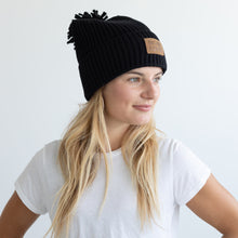 Load image into Gallery viewer, Vibe Cotton Cashmere Pom Hat ~ Black
