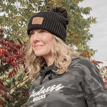 Load image into Gallery viewer, Vibe Cotton Cashmere Pom Hat ~ Black