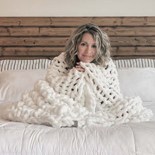 Load image into Gallery viewer, Infinite Chunky Knit Blanket | Minky | Big in Blanc