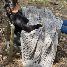 Load image into Gallery viewer, Infinite Chunky Knit Blanket | Minky | Big in Mist