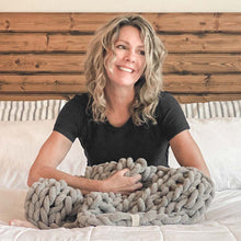 Load image into Gallery viewer, Infinite Chunky Knit Blanket | Minky | Cuddle in Mist