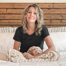 Load image into Gallery viewer, Infinite Chunky Knit Blanket | Minky | Cuddle in Sand