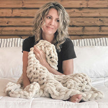 Load image into Gallery viewer, Infinite Chunky Knit Blanket | Minky | Little in Sand