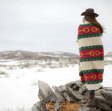 Load image into Gallery viewer, Equestrian Striped Horse Bit Throw Blanket