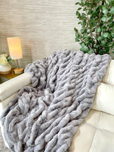 Load image into Gallery viewer, Gray Faux Fur Blanket ~ Large