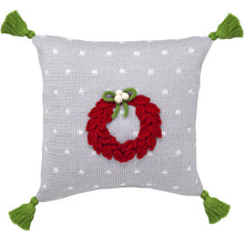 Load image into Gallery viewer, Red Wreath Pillow ~ Grey