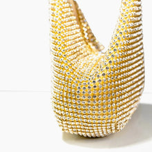 Load image into Gallery viewer, Kiss Me Rhinestone Clutch in Gold