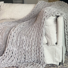 Load image into Gallery viewer, Infinite Chunky Knit Blanket | Minky | Big in Mist