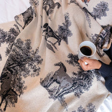Load image into Gallery viewer, Equestrian Toile Throw Blanket ~ 3 Colors