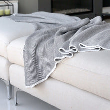 Load image into Gallery viewer, Cotton Sustainable Knit Throw Blanket - Herringbone