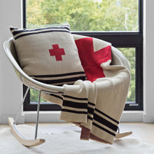 Load image into Gallery viewer, Swiss Cross Striped Pillow ~ Beige or White