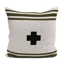 Load image into Gallery viewer, Swiss Cross Striped Pillow ~ Beige or White