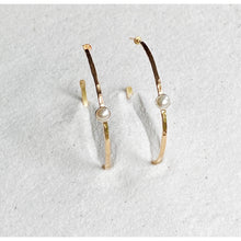 Load image into Gallery viewer, Modern Pearl Hoop Earrings