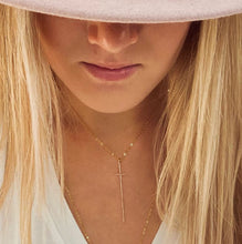 Load image into Gallery viewer, Modern Cross Necklace ~14kt Gold Fill or Sterling Silver