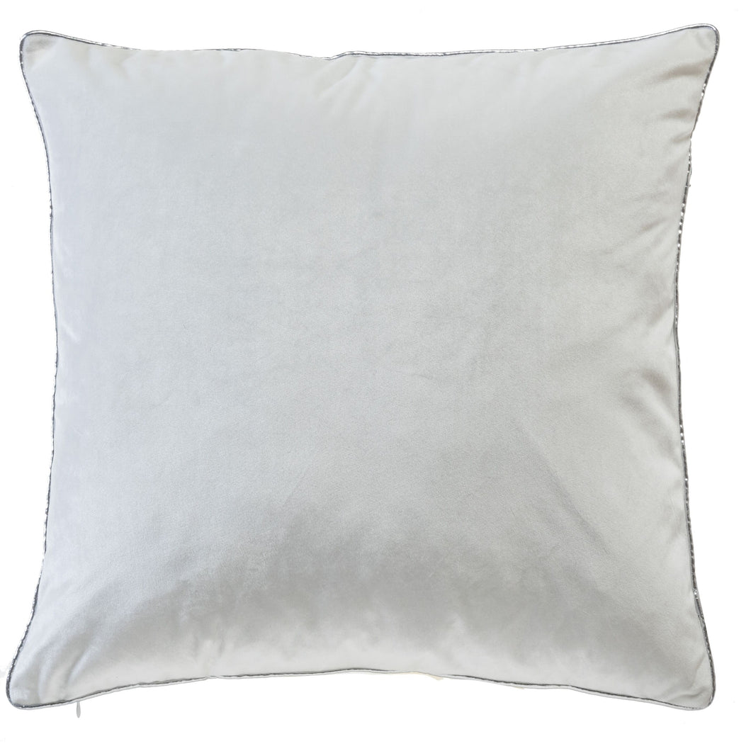 Noah White Velvet Pillow Featuring Silver Piping