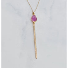 Load image into Gallery viewer, Purple Ruby Bar Drop Necklace