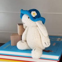 Load image into Gallery viewer, White Bunny With Blue Sun Hat