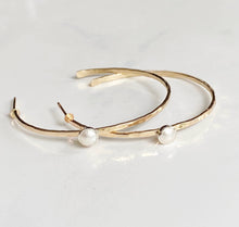 Load image into Gallery viewer, Modern Pearl Hoop Earrings