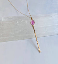Load image into Gallery viewer, Purple Ruby Bar Drop Necklace