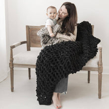 Load image into Gallery viewer, Infinite Chunky Knit Blanket | Minky | Big in Onyx
