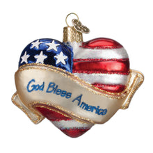 Load image into Gallery viewer, God Bless America Heart Glass Ornament
