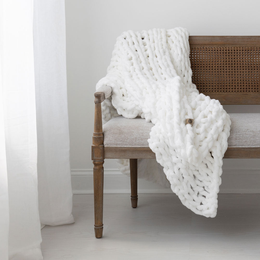 Infinite Chunky Knit Blanket | Minky | Big in Blanc