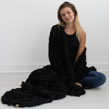 Load image into Gallery viewer, Infinite Chunky Knit Blanket Knit Blanket | Minky | Big - Onyx
