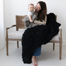 Load image into Gallery viewer, Infinite Chunky Knit Blanket Knit Blanket | Minky | Big - Onyx
