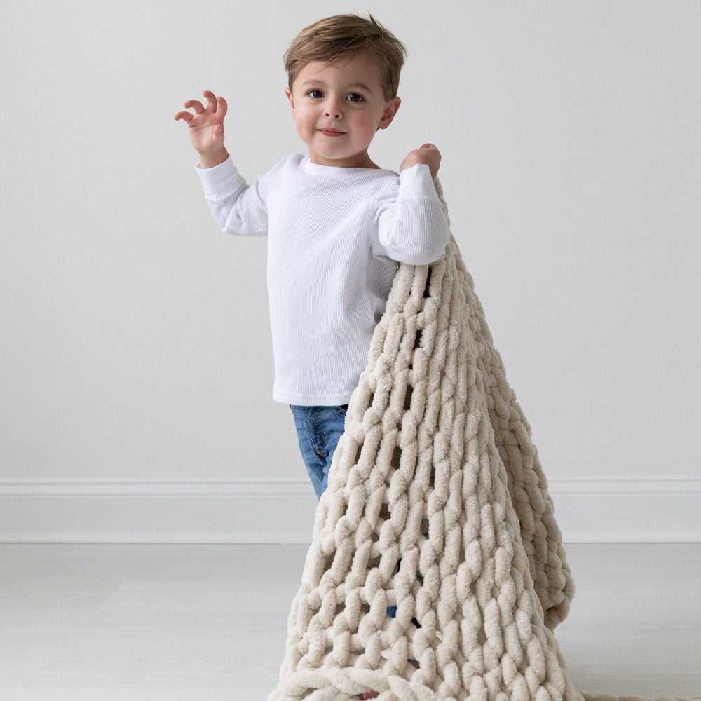 Infinite Chunky Knit Blanket | Minky | Little in Sand