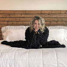 Load image into Gallery viewer, Infinite Chunky Knit Blanket Knit Blanket | Minky | Big - Onyx
