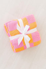 Load image into Gallery viewer, Bright Pink/Orange Checker Cozy Blanket
