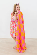 Load image into Gallery viewer, Bright Pink/Orange Checker Cozy Blanket
