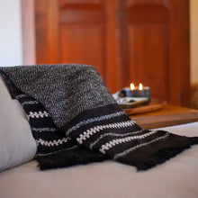 Load image into Gallery viewer, Chunky Alpaca Throw in Black &amp; White Cuzco
