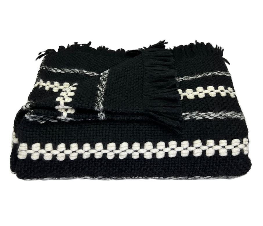 Chunky Alpaca Throw in Black & White Cuzco